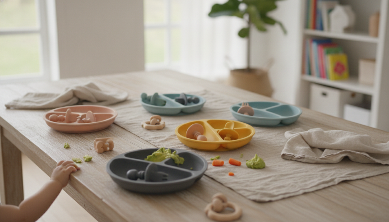 BPA-Free Silicone Baby Plate Set with Fork & Spoon