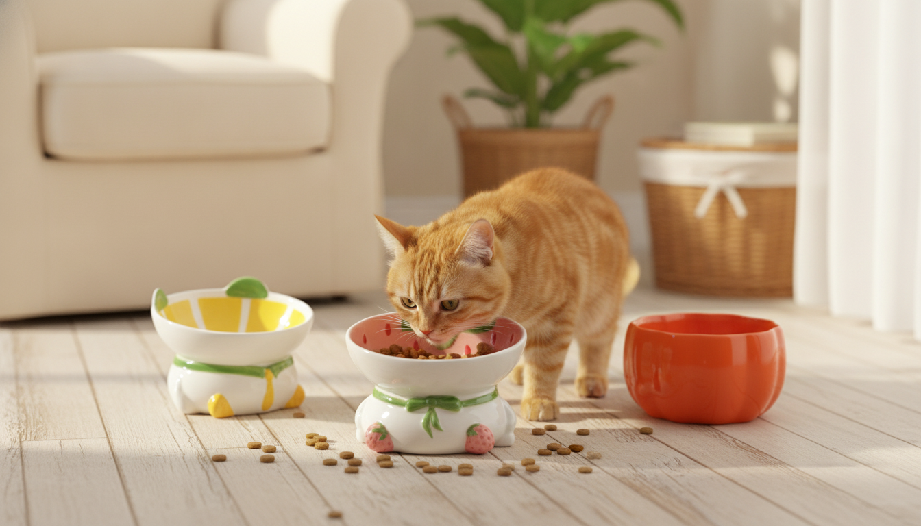 Elevated Ceramic Pet Bowl: Non-Slip Base, Less Mess