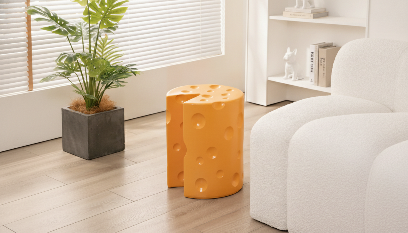 Nordic Modern Cheese Stool: Sculptural Seating for Small Spaces