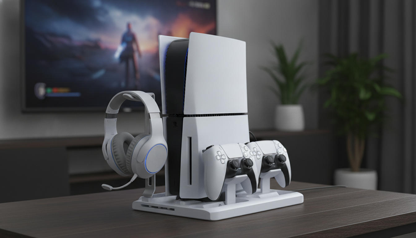 PS5 Slim Cooling Stand: Charge, Cool, and Organize