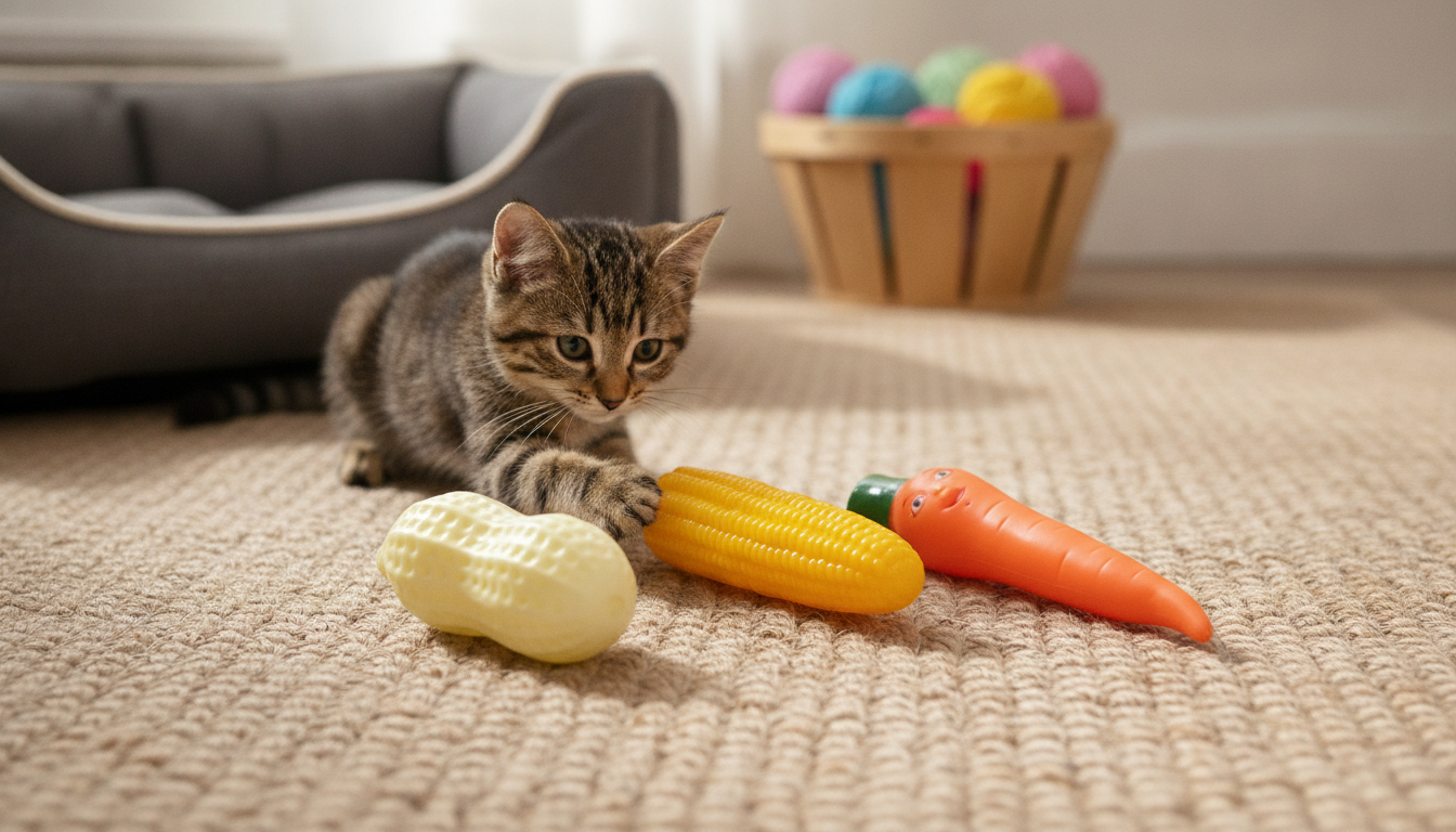 Squeaky Veggie Trio Toy Set for Dogs & Cats