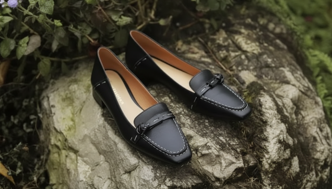 Genuine Leather Square-Toe Pumps: Thick-Heel Slip-Ons