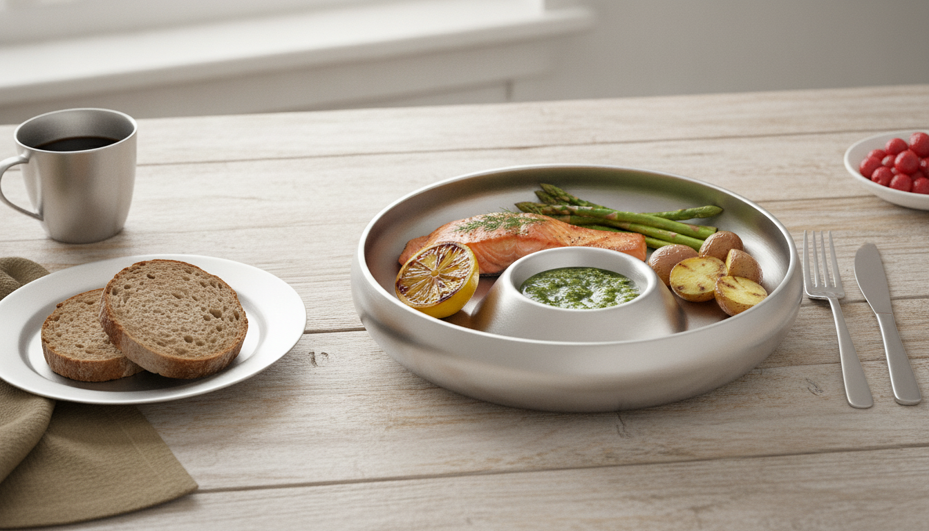 Nordic Stainless Steel Dinner Plate for Modern Meals
