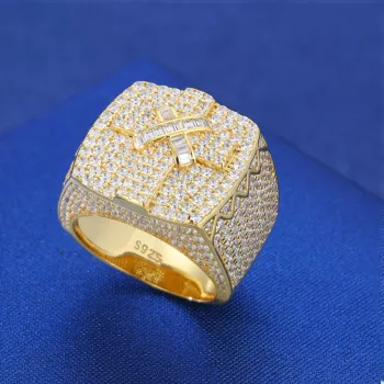 Iced Out Moissanite Cross Ring for Men: Shine & Meaning